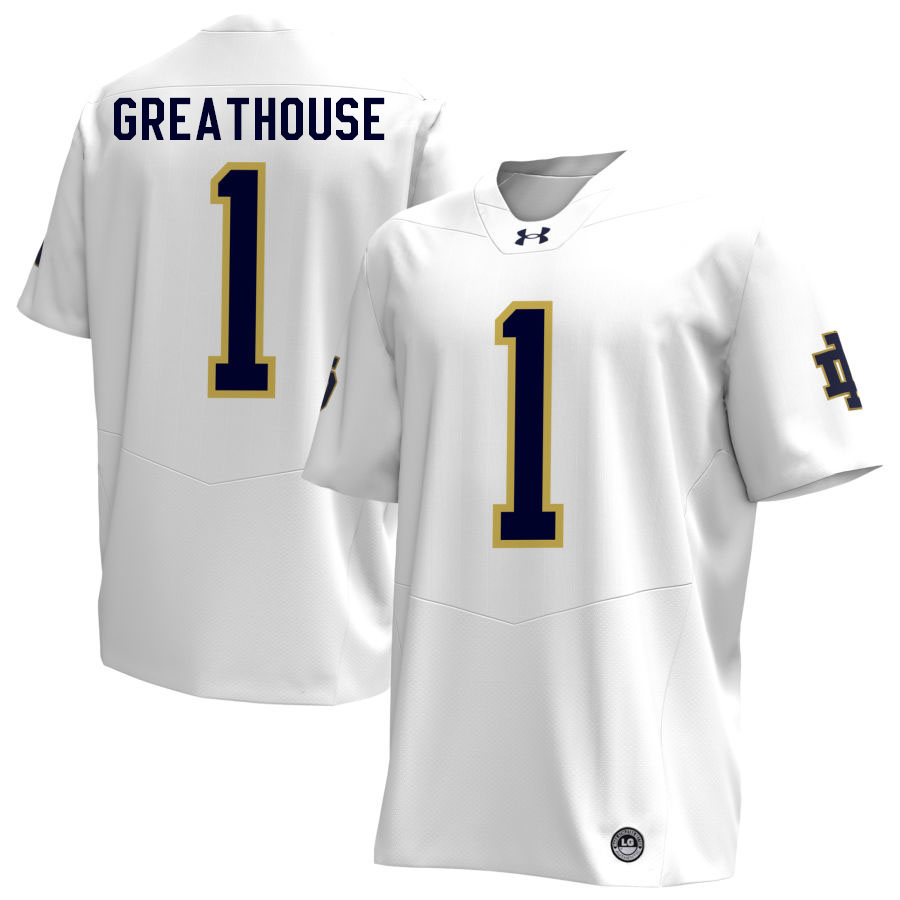 Jaden Greathouse Notre Dame Jerseys, UND Fighting Irish College Football Apparels Stitched-White